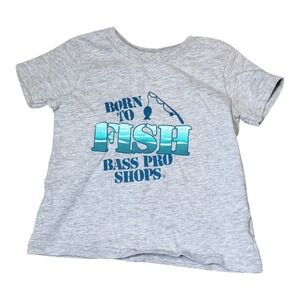 Bass Pro Shops T-Shirt Kids 18M Born To Fish Graphic Tee Gray Heather Cotton Tee